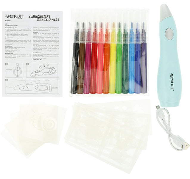 Westcott - Westcott airbrush - set inclusief 12 stiften en 36 sjablonen - ac-e16800