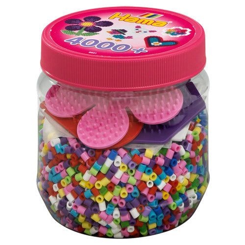 Hama strijkkralen ton 4000 stuks + 3 platen roze