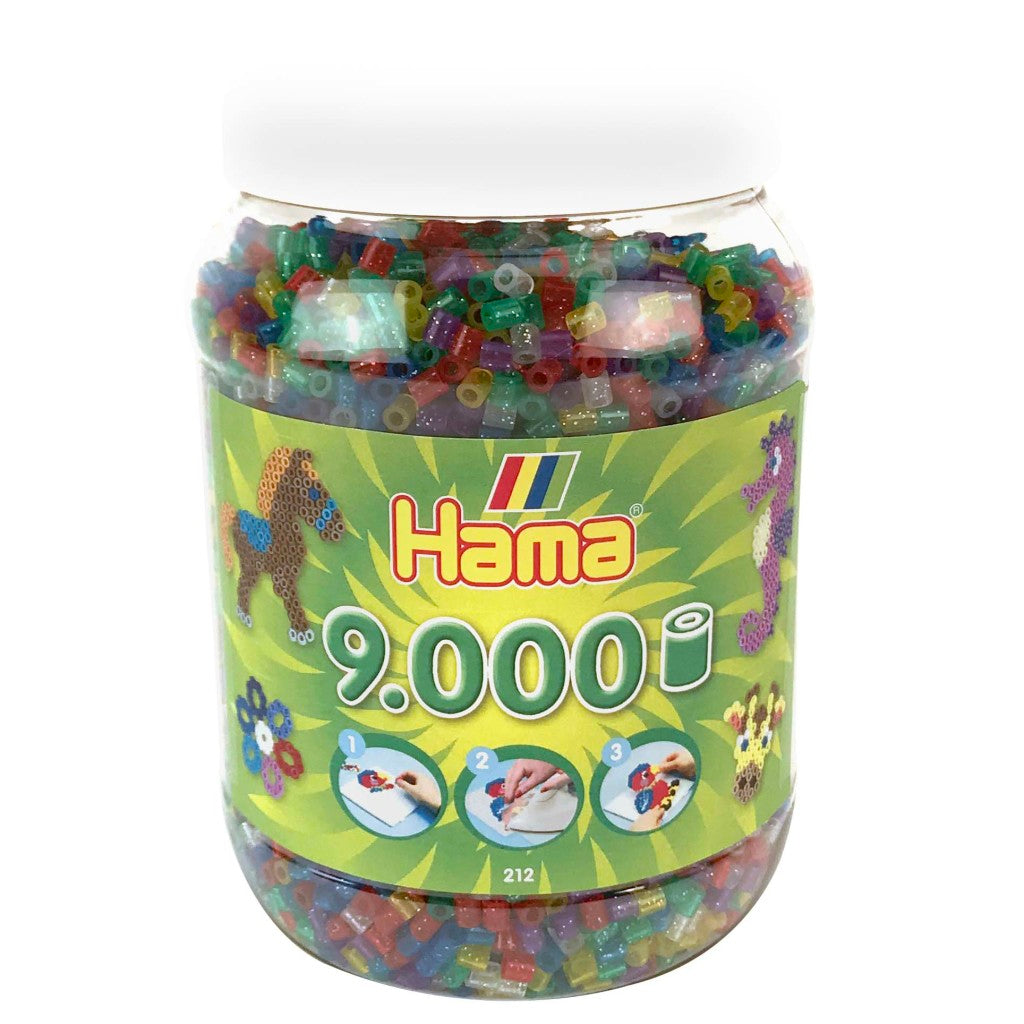 Hama strijkkralen glitter in pot 9000 stuks