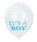 Haza witbaard confetti ballonnen jongen, 6st.
