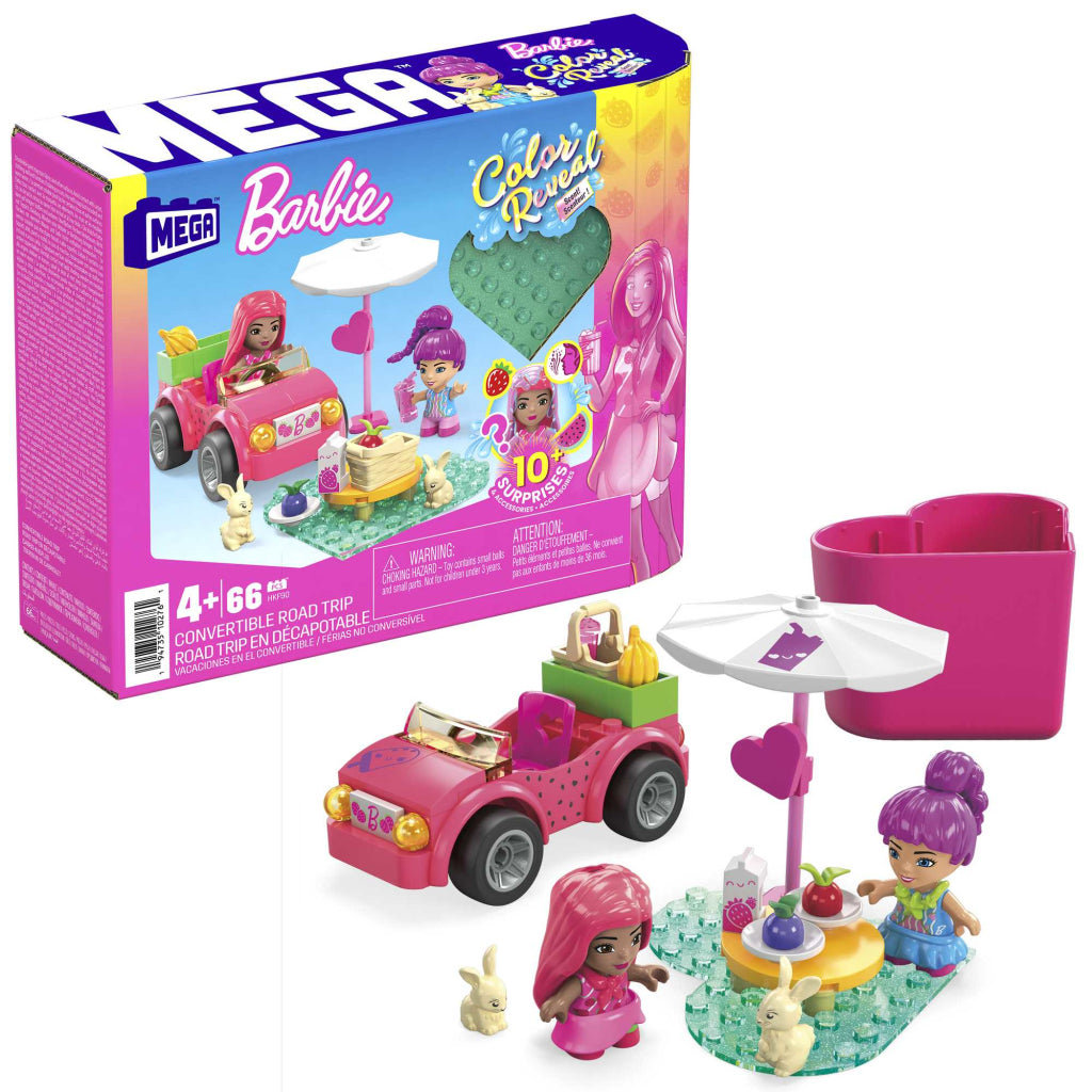Mega bloks mega barbie color reveal cabrio bouwspeelgoed