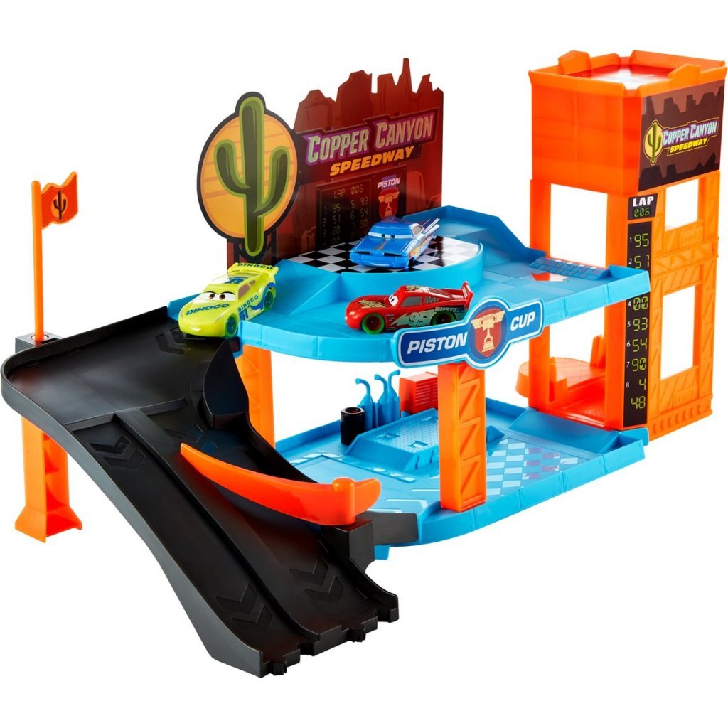 Disney cars garage glow racers met 3 auto's