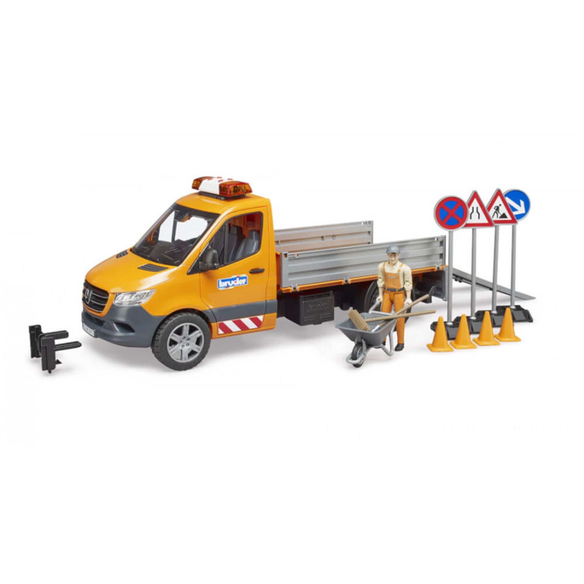 Bruder - Bruder mercedes-benz sprinter wegenbouw + figuur en accessoires