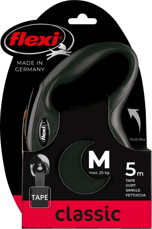 Flexi - Producten/ rollijn new classic band zwart m5 meter tot 25kg