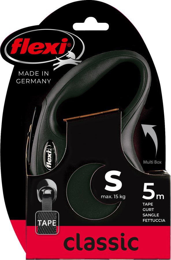 Flexi - Producten/ rollijn new classic band zwart s5 meter tot 15kg
