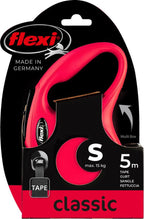 Flexi - Producten/ rollijn new classic band rood s5 meter tot 15kg