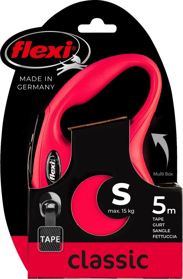 Flexi - Producten/ rollijn new classic band rood s5 meter tot 15kg