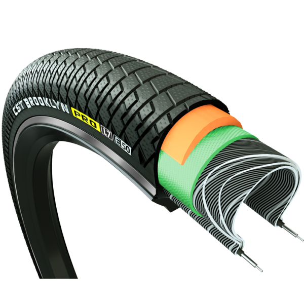 Cst buitenband brooklyn pro cargo 20 x 2.15 55-406 - zwart met reflectie