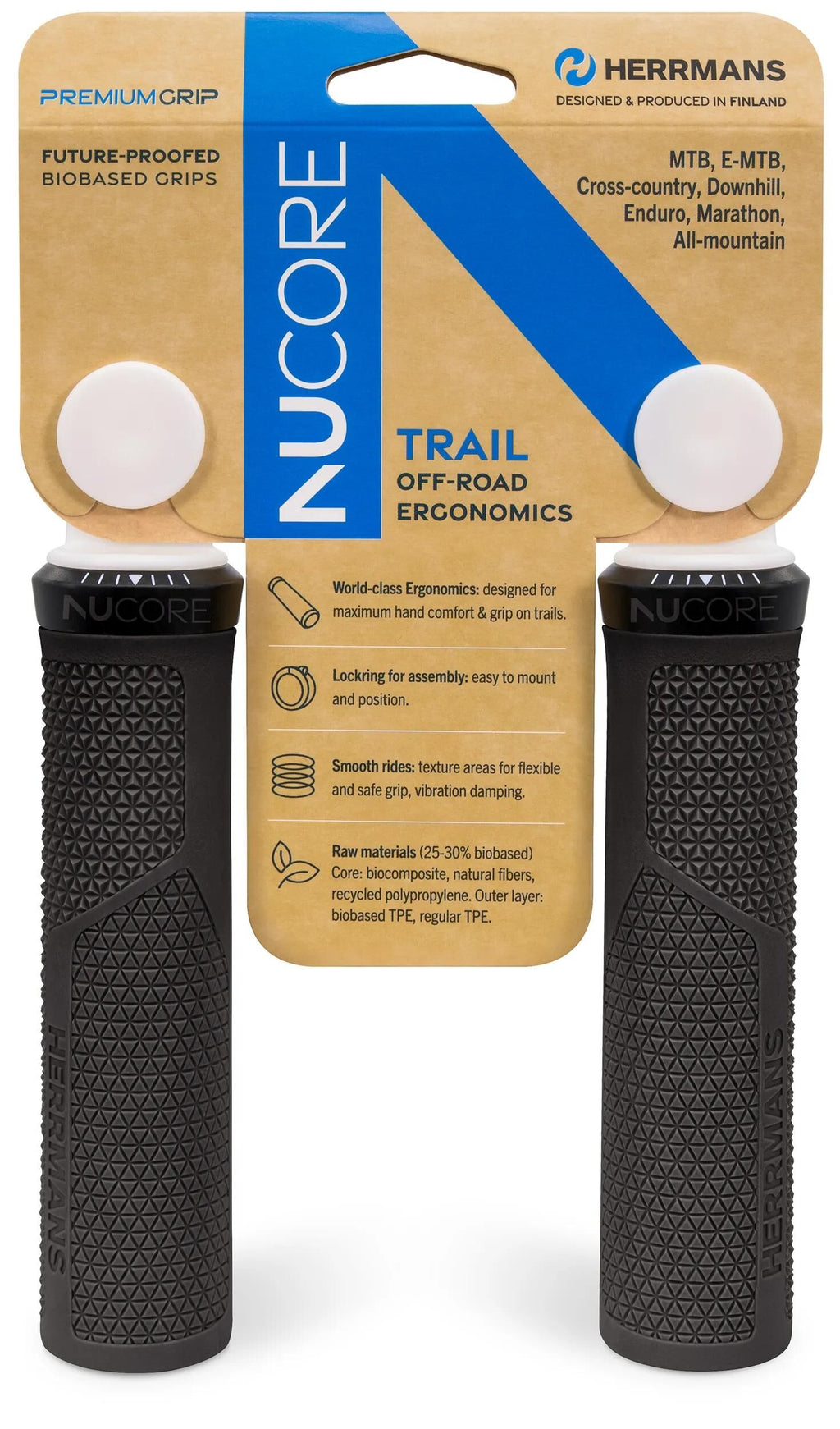 HERRMANS - HERRMANS handvatset nucore trail peak 130/130mm zwart