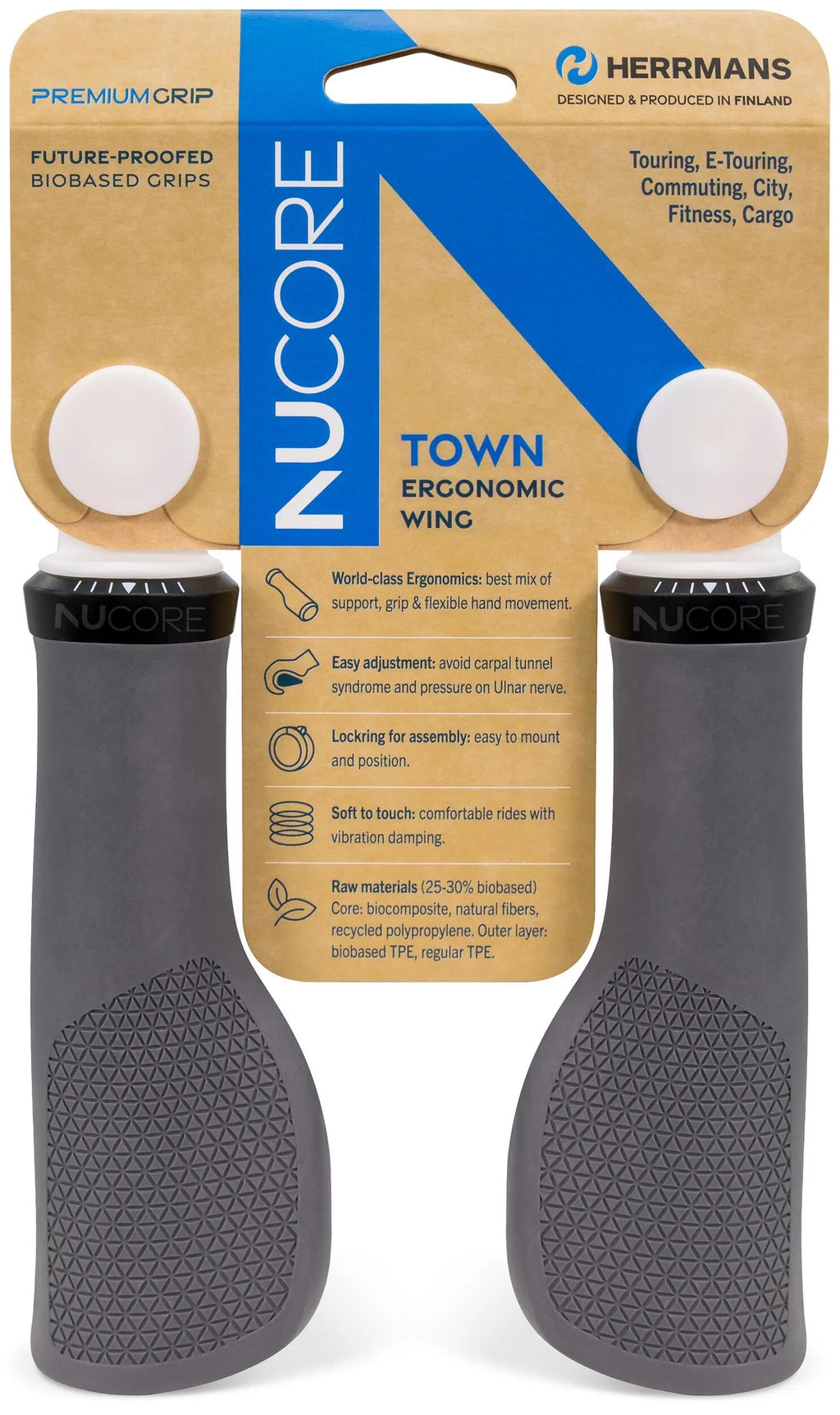 HERRMANS - HERRMANS griff "nucore town" grip nucore town peak 130/130mm grey