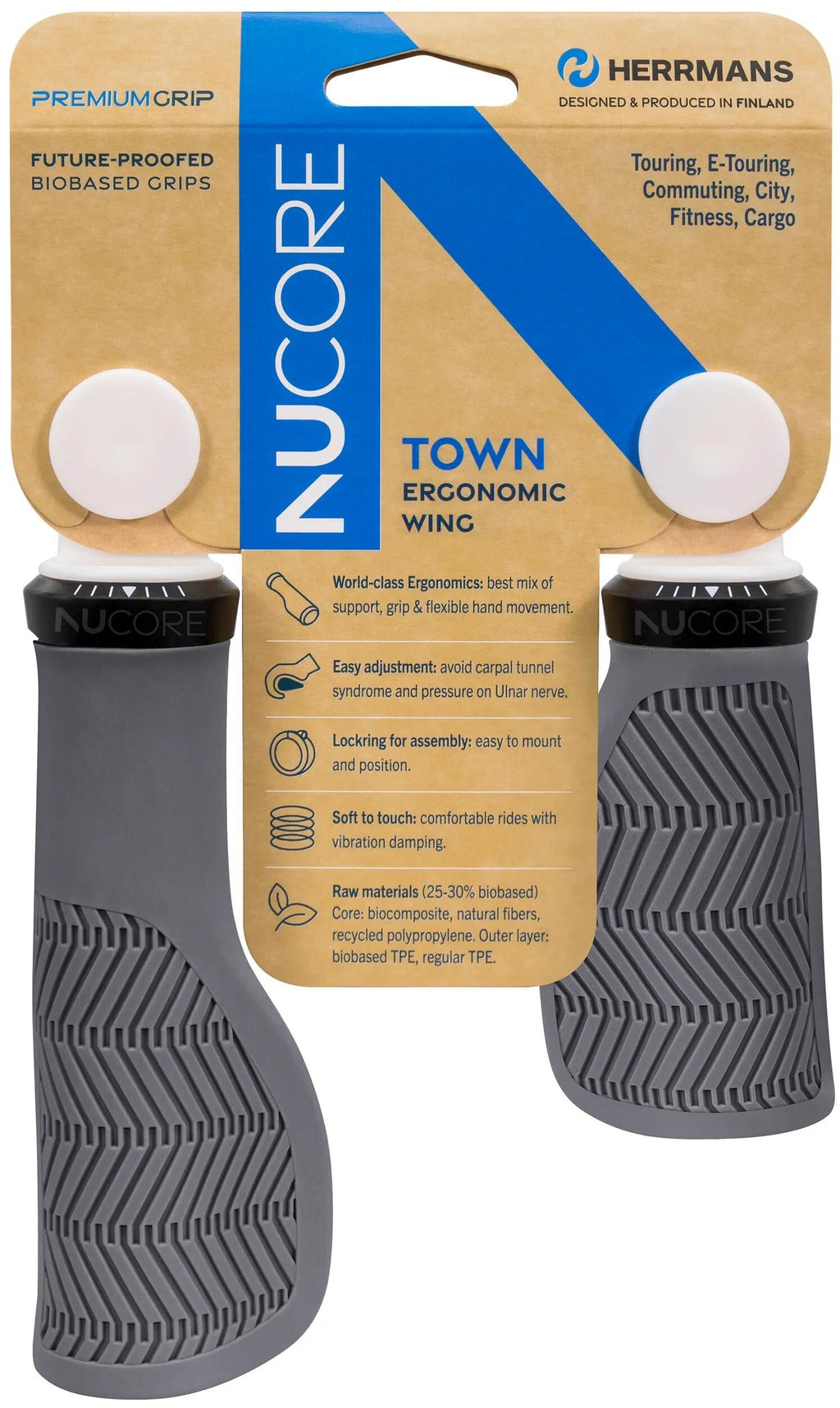 HERRMANS - HERRMANS griff "nucore town" grip nucore town wave 130/190mm grey