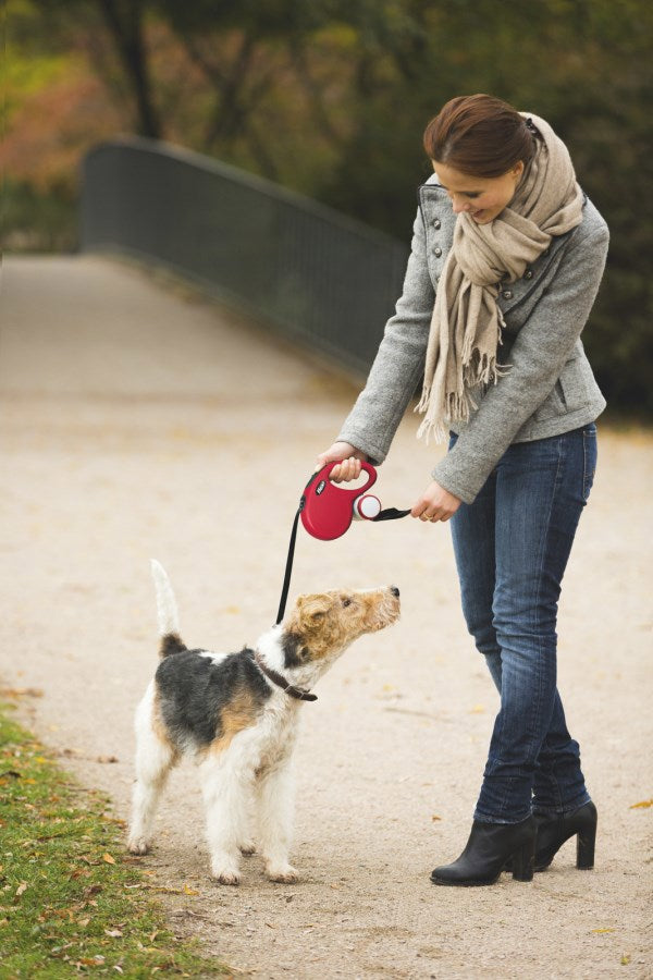 Flexi - Producten/ rollijn new classic band rood s5 meter tot 15kg