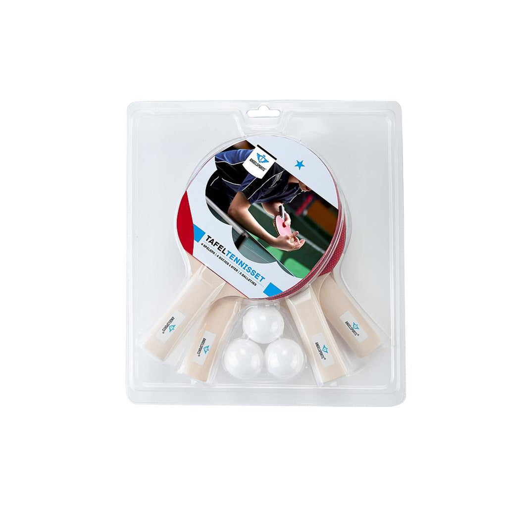 Engelhart tafeltennisset 4x 1-ster bat + 3 ballen
