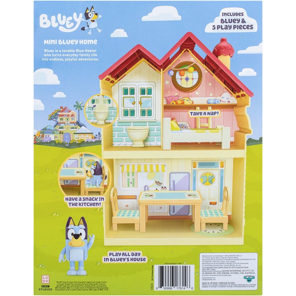 Moose toys bluey mini speelhuis met meubels en speelfiguur