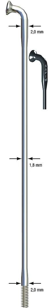 Sapim spaak 14-288l race rvs zonder nippel (100st)