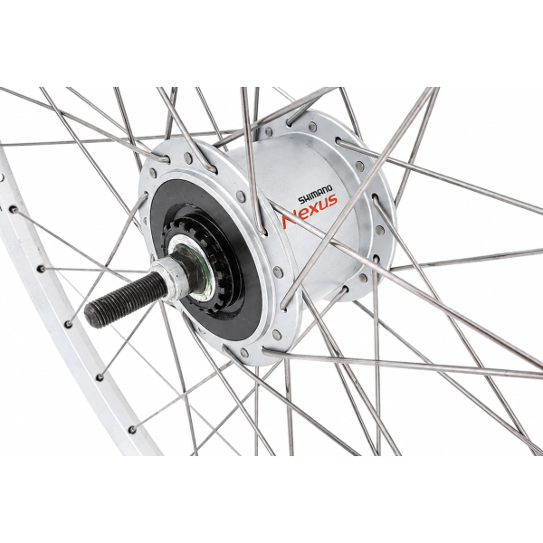 Shimano - Voorwiel 28 x 1/4'' aluminium zac 2000 velg - dh-c6000-3n naafdynamo - rollerbrake - zilver
