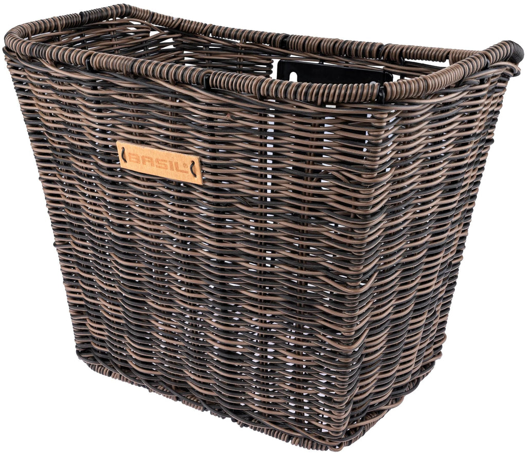 Basil Bremen Rattan Look FM - fietsmand - voorop - inclusief Basil FM stuurpenhouder - bruin