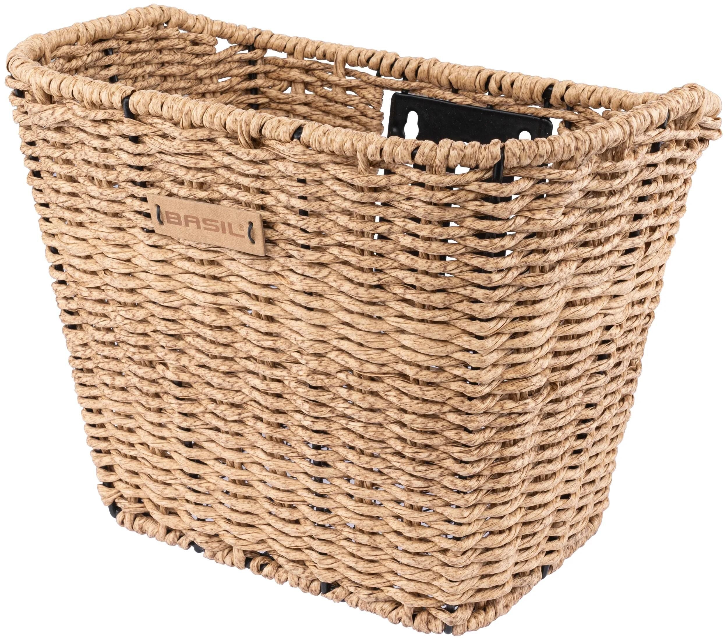 Basil Bremen Rattan Look FM - panier à vélo - avant - avec support de potence Basil FM - marron clair