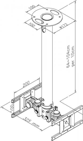 Neomounts plafondsteun fpma-c200d bevestiging (zwart, retail)