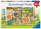 Ravensburger puzzel vrolijk boerderijleven- 2x24 stukjes - kinderpuzzel