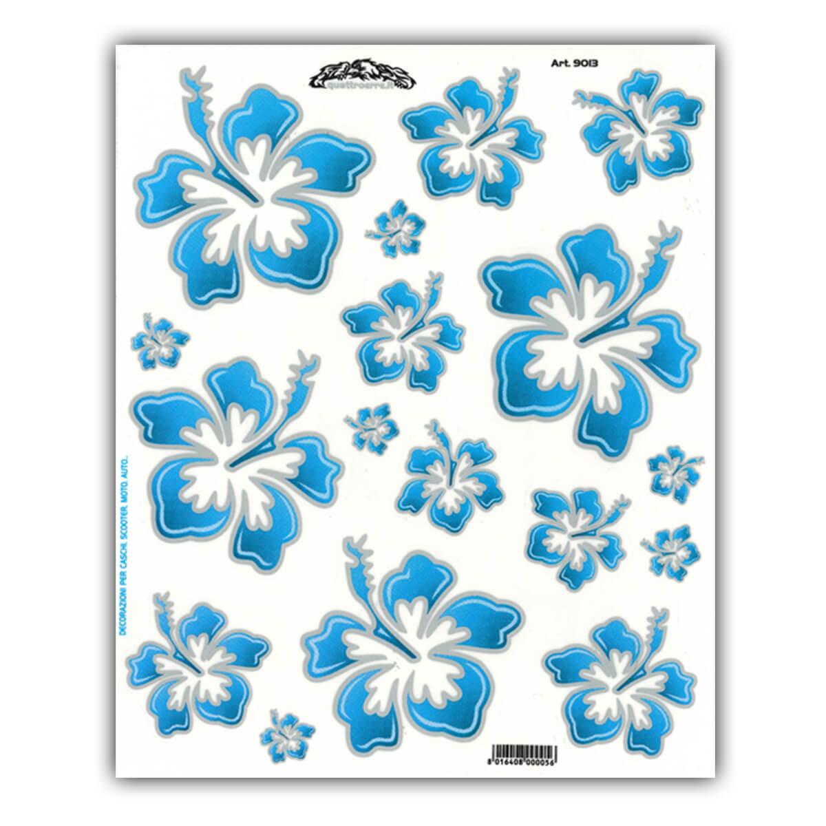 - Stickerset hawaiiaanse bloemen blauw M