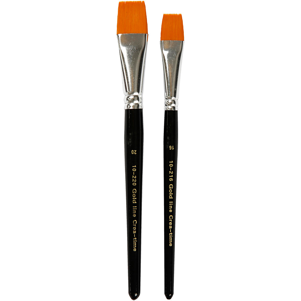 Gold line penselen, afm 16+20, l: 19-20 cm, b: 17-24 mm, plat, 2 stuk 1 doos