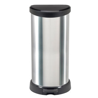 Curver - Curver decobin pedaalemmer ovaal 40l zilver/zwart