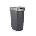 Rotho - Rotho twist afvalbak met swingdesksel 25l - zwart/zilver - bpa-vrij -incl 6 sticker voor diverse afvalstromen