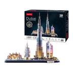 Cubic fun 3d puzzel city line dubai met led verlichting