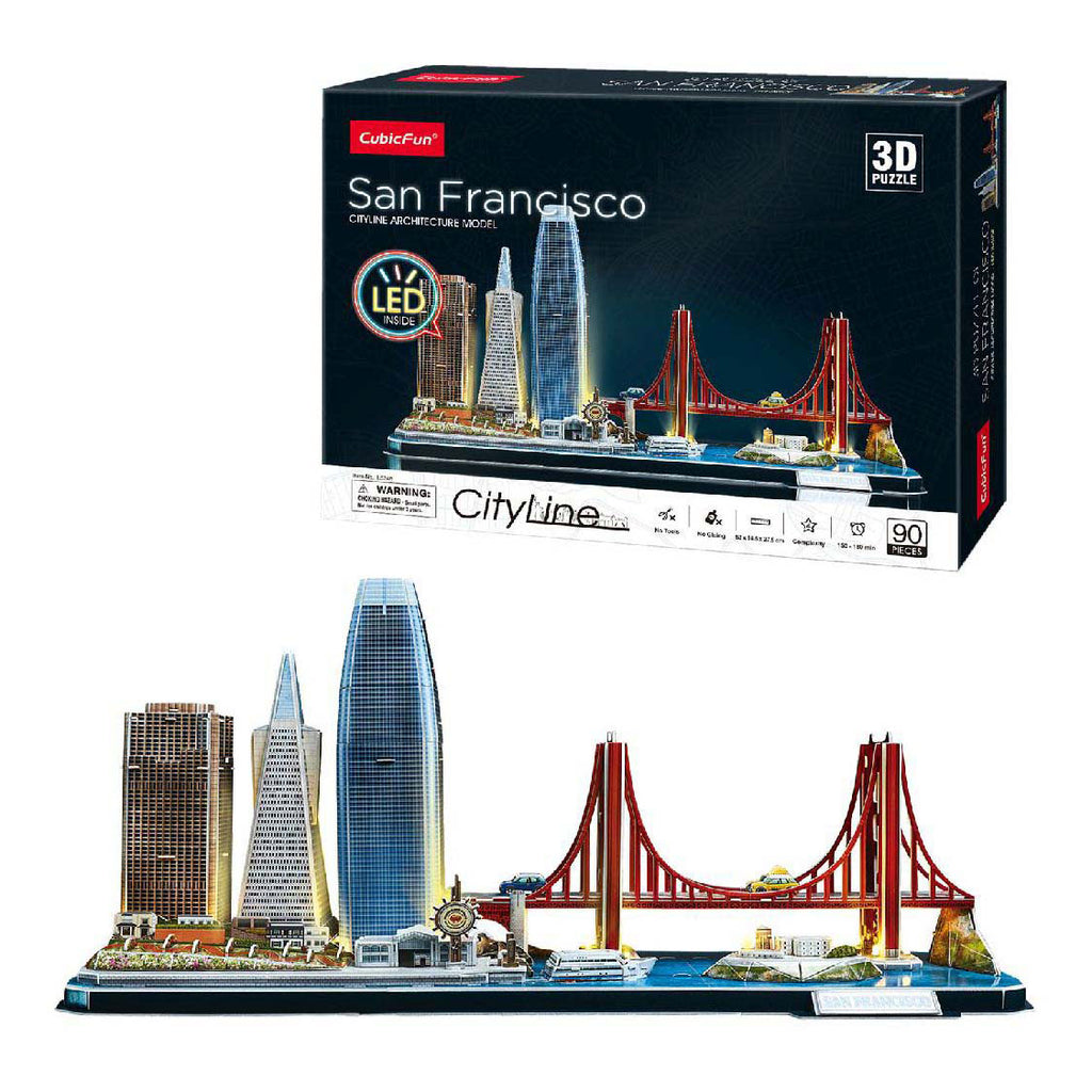 Cubic Fun - Cubic Fun 3d puzzel city line san francisco met led verlichting