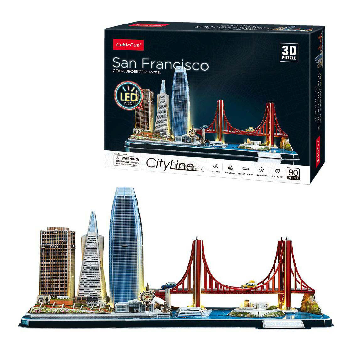 Cubic Fun - Cubic Fun 3d puzzel city line san francisco met led verlichting