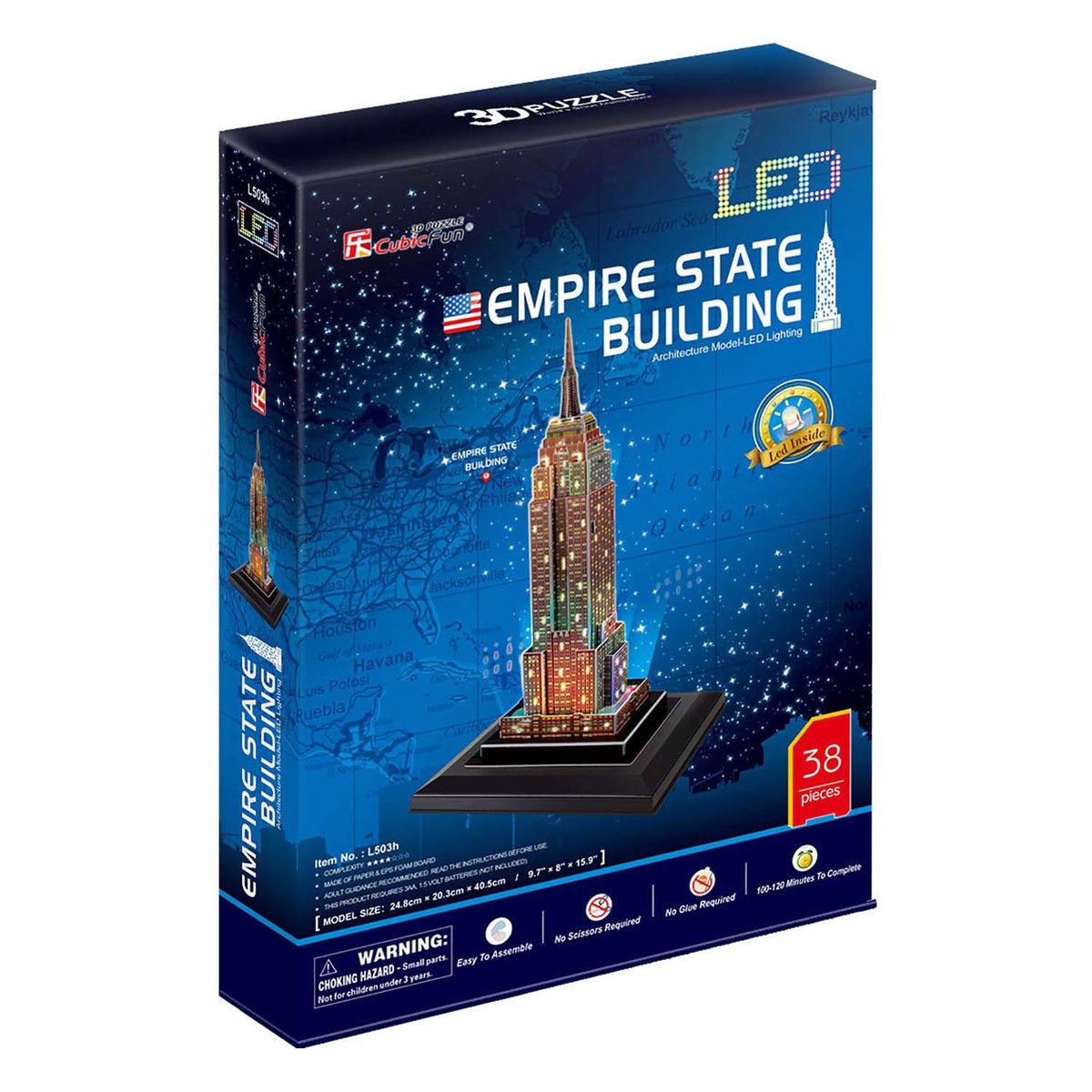 Cubic Fun - Cubic Fun 3d puzzel empire state building met led verlichting