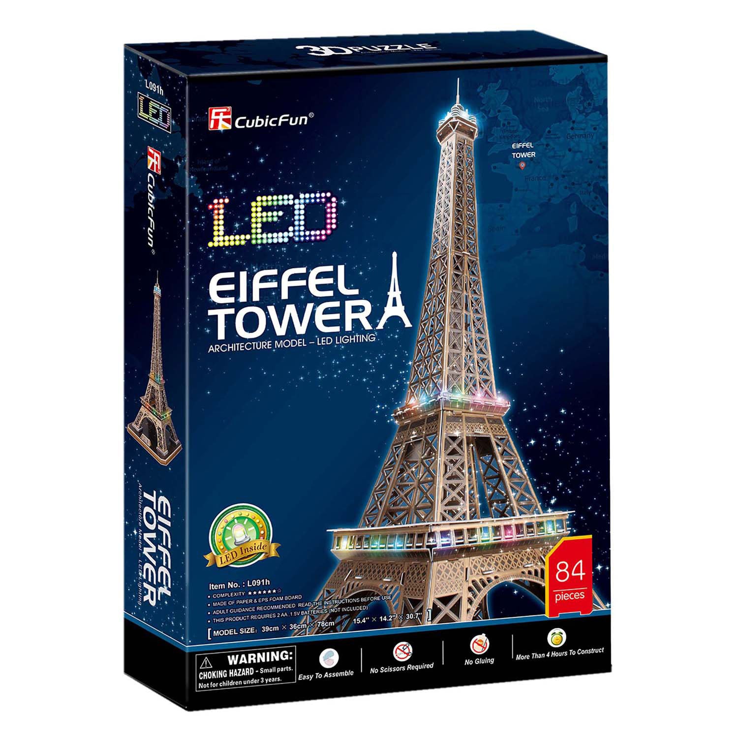 Cubic Fun - Cubic Fun 3d puzzel eiffeltoren met led verlichting