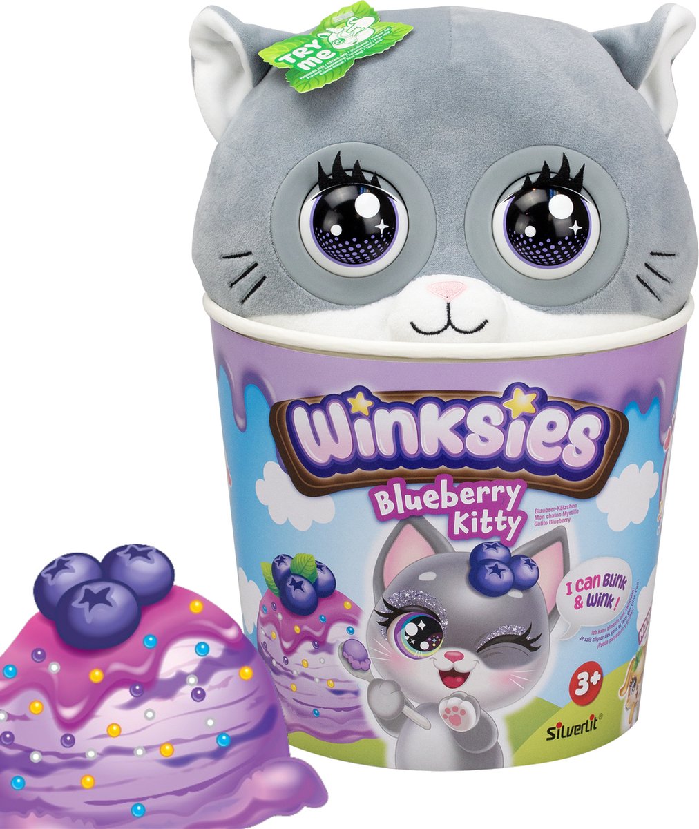 Silverlit - Silverlit Winksies blueberry kitten - interactieve knuffel in een ijsbeker