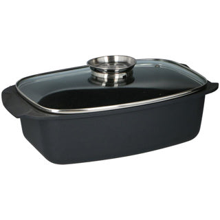 Alpina - braadslee met glazen deksel 5.5l 39.5x22.5x10.8 cm zwart