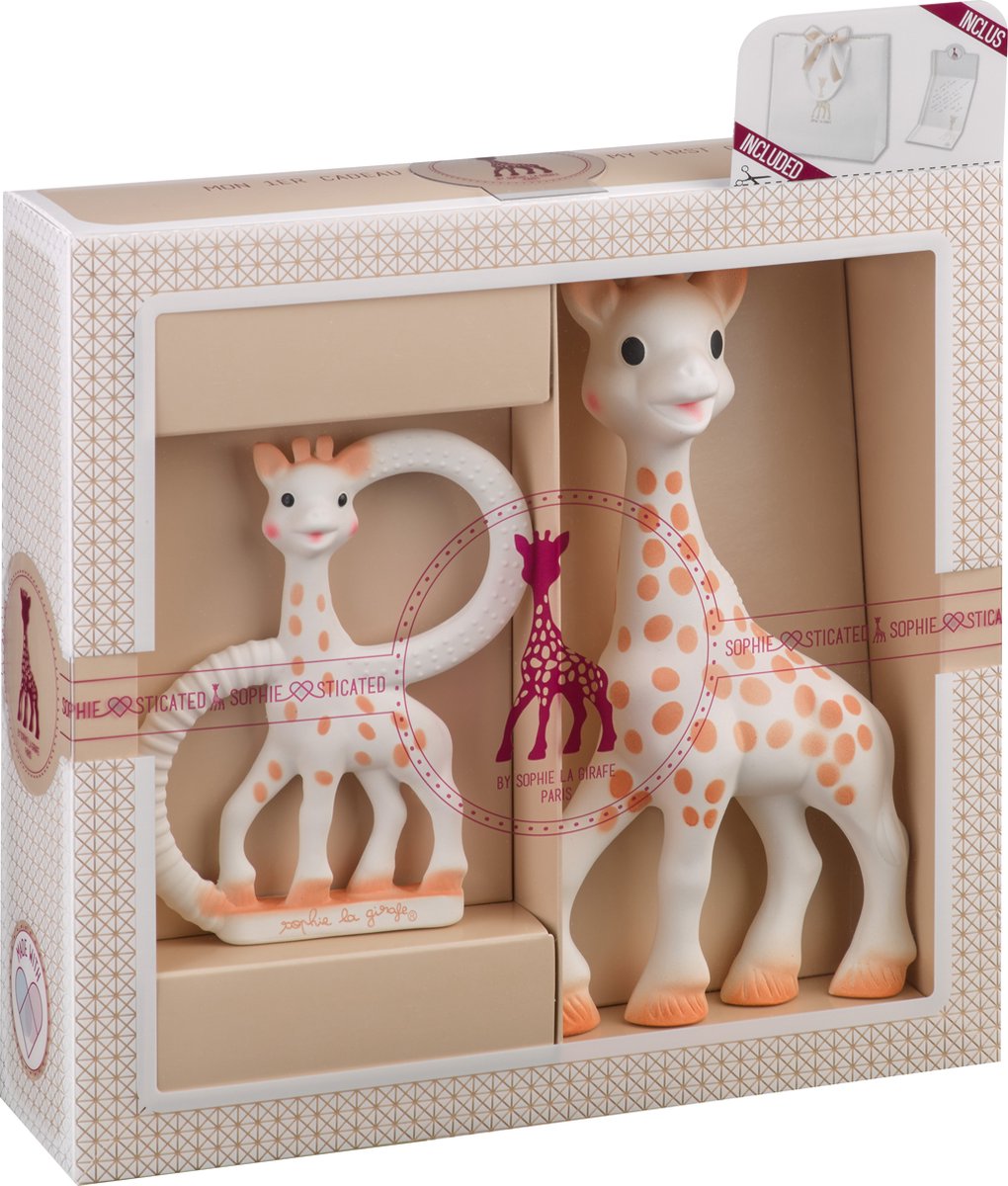 Sophie De Giraf - Sophie De Giraf sophiesticated cadeauset - baby speelgoed - & so pure bijtring - kraamcadeau – babyshower cadeau - 4-delig