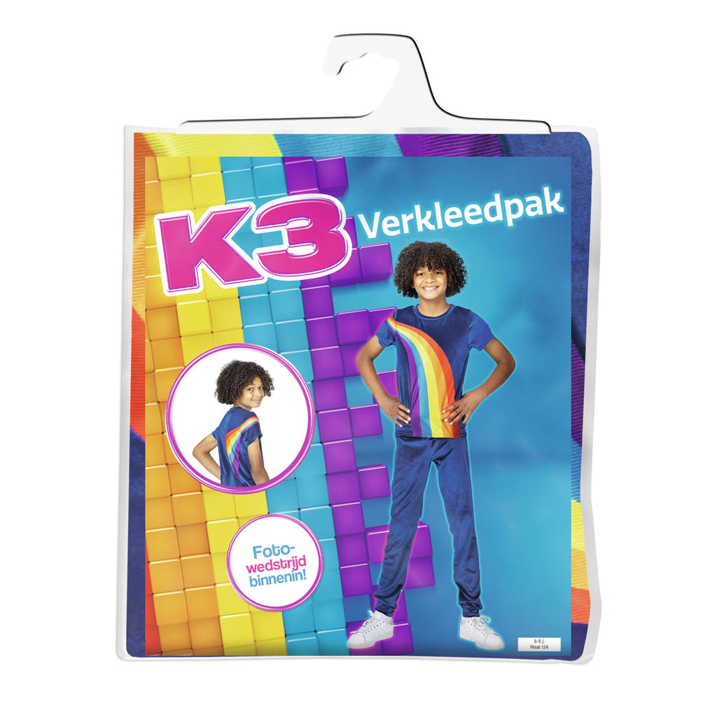 K3 - K3 verkleedkleding - verkleedpak regenboog blauw 6/8 jaar - maat 134