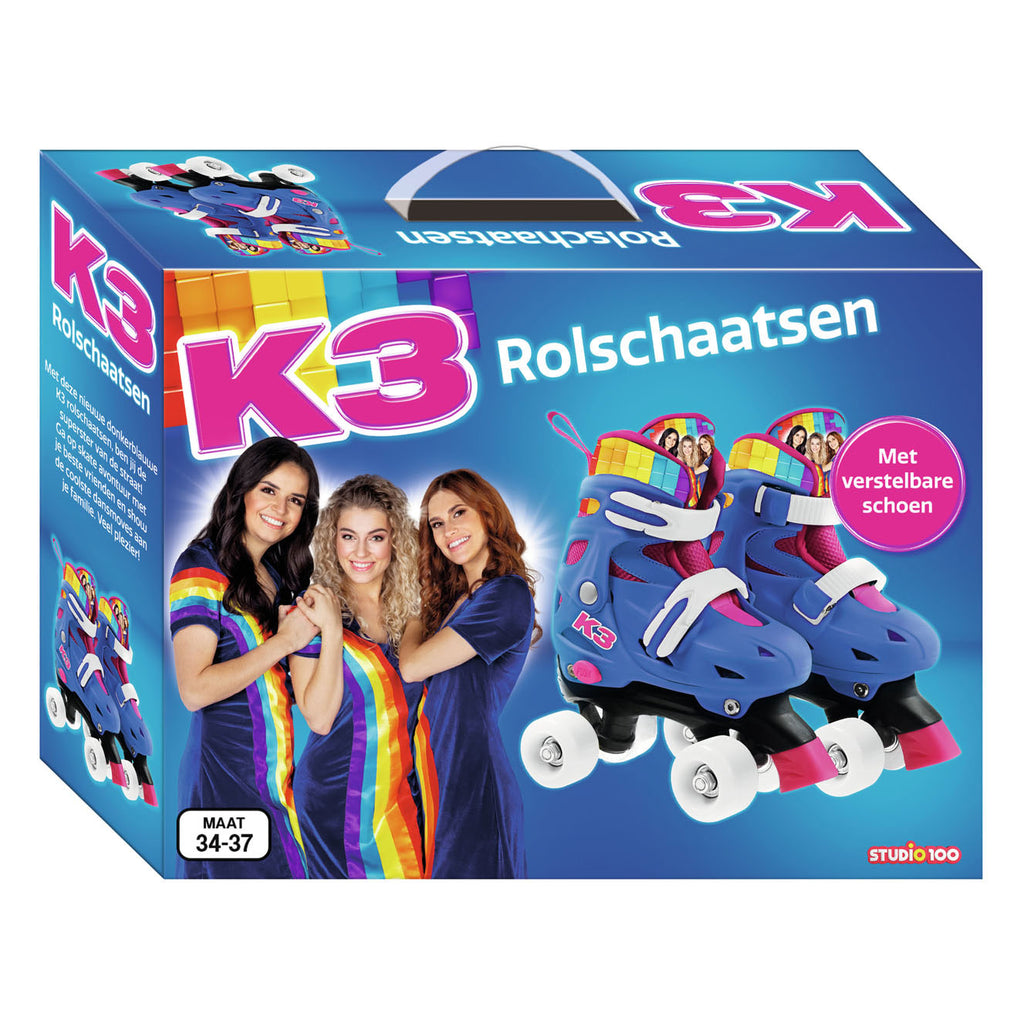 Studio 100 k3 rolschaatsen regenboog, maat 34-37