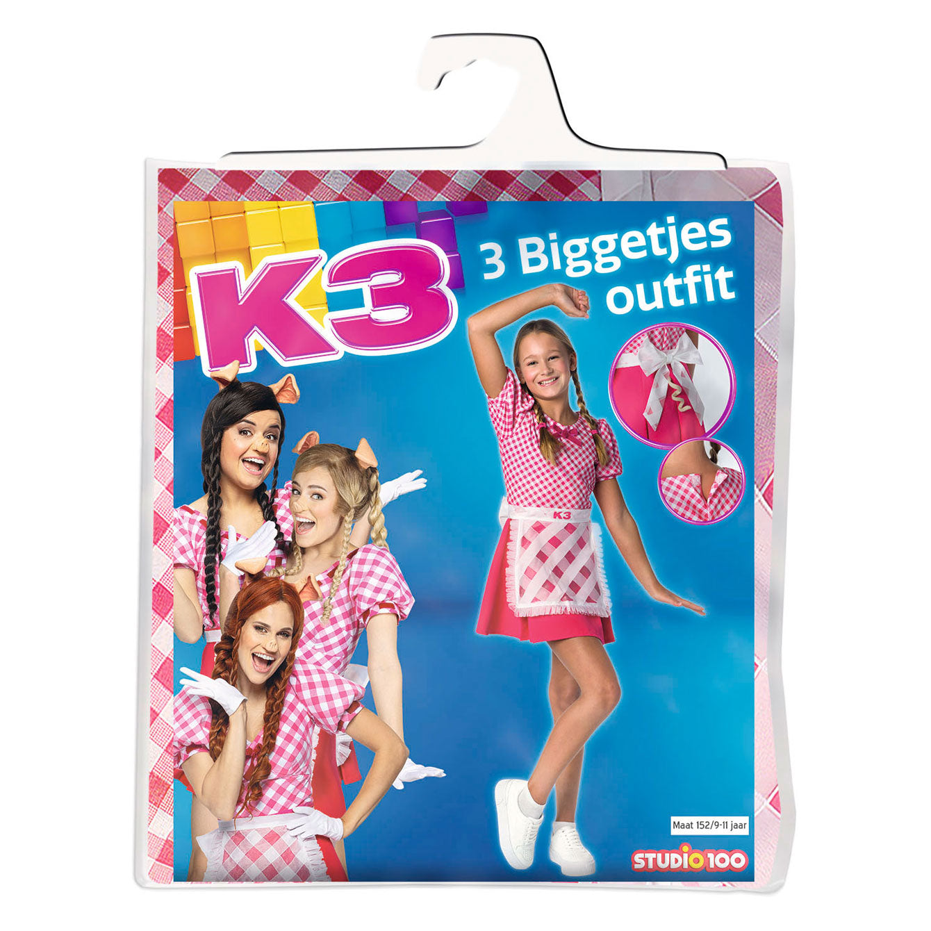 K3 verkleedkleding - verkleedjurk de 3 biggetjes - 9 11 jaar - maat 152