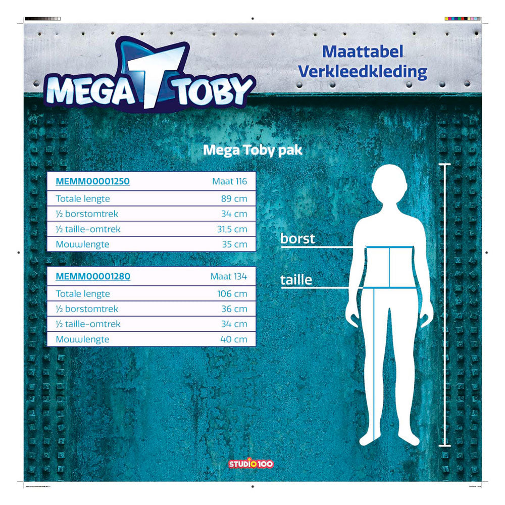 Mega Mindy - Mega Mindy verkleedkleding - verkleedpak mega toby 3/5 jaar - maat 116