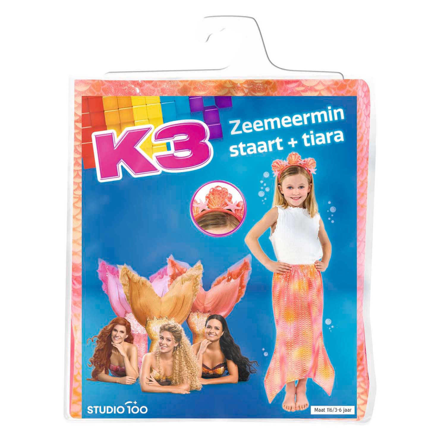 Studio 100 - Studio 100 K3 zeemeerminstaart en tiara maat 116 3-6 jaar