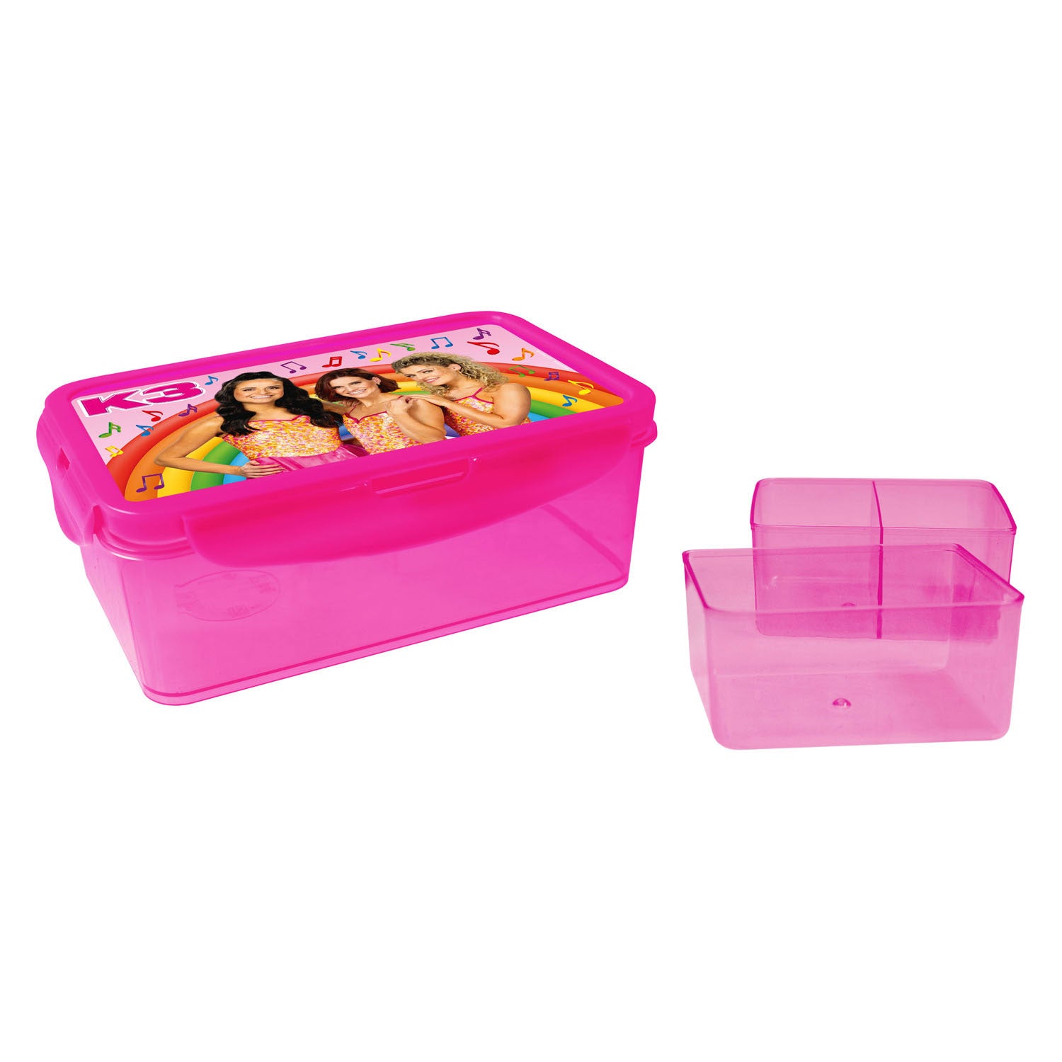 Studio 100 k3 broodtrommel met extra doosjes - magenta