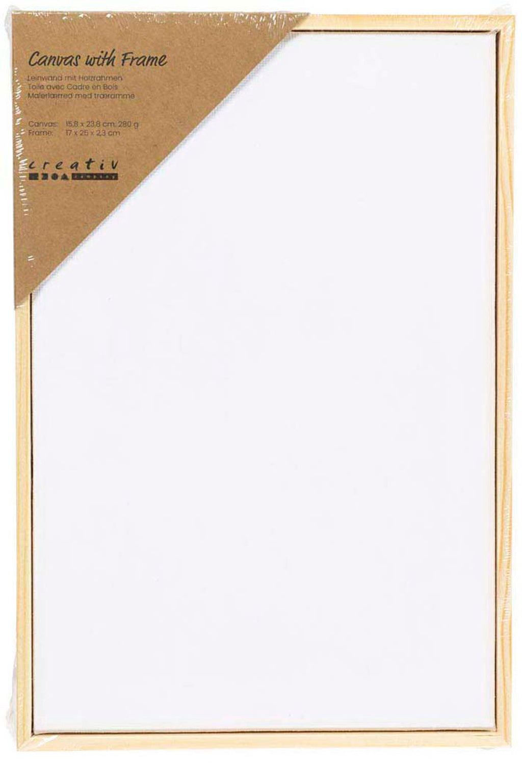 Creativ company gespannen canvas met lijst 280gr. 15,8x23,8cm - wit