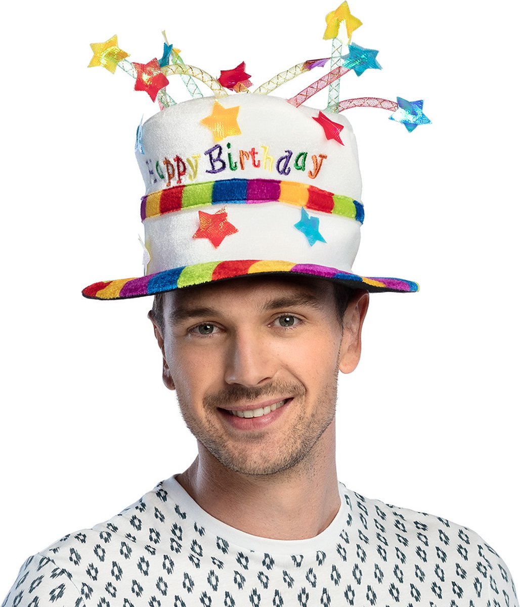 Boland - hoed rainbow cake 'happy birthday' - 58 - volwassenen - unisex -