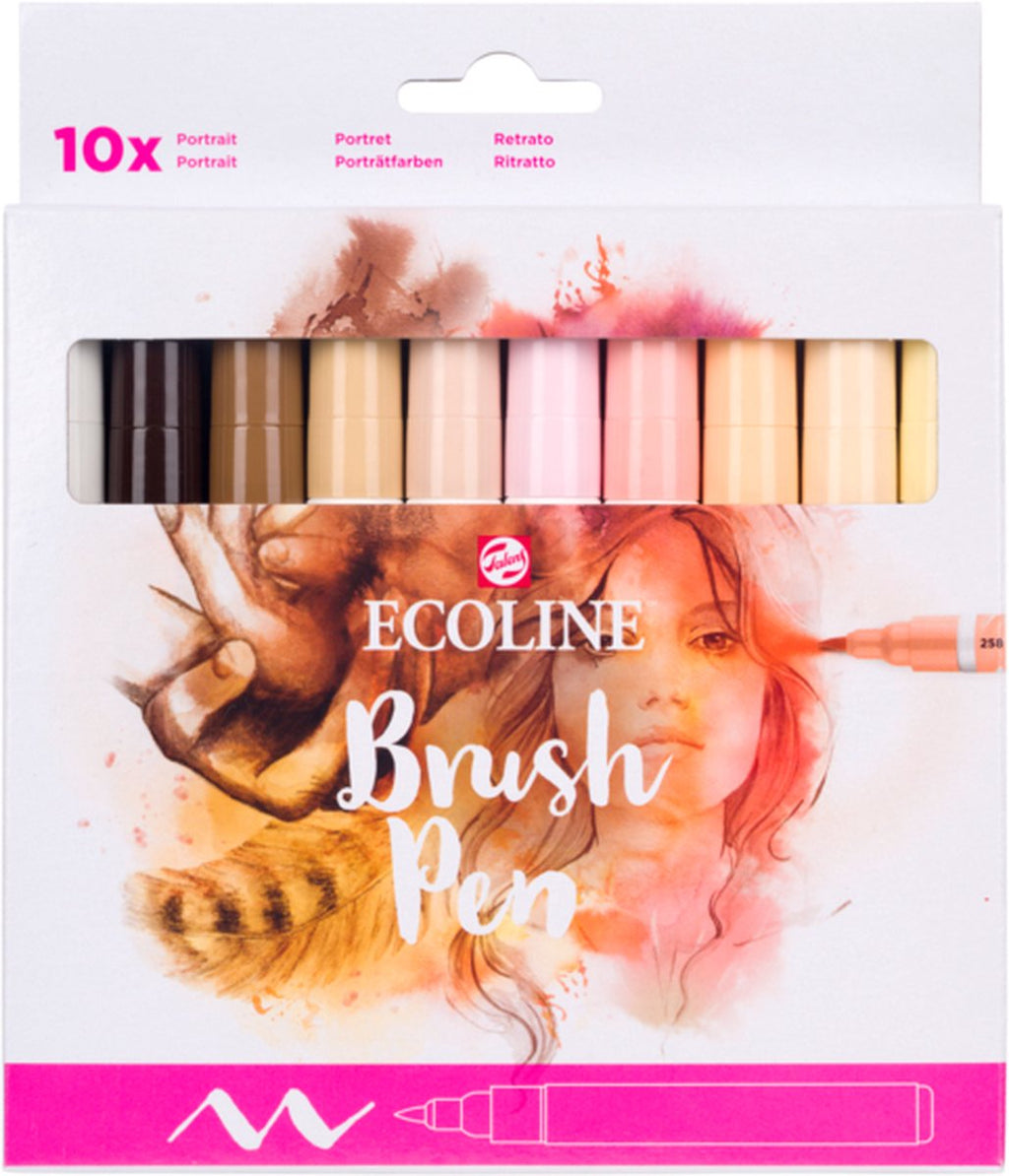 Ecoline brush pen set portret | 10 colours
