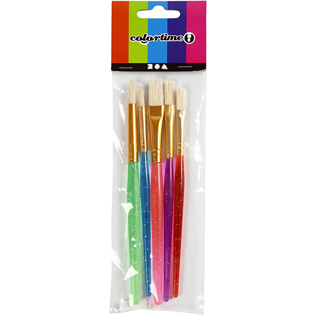 Creativ Company - Creativ Company Https://www.cchobby.nl/kwasten-voor-kinderen-afm-8-12-18-l-14-16-cm-b-5-10-mm-plat-rond-diverse-kleuren-5-stuk-1-doos