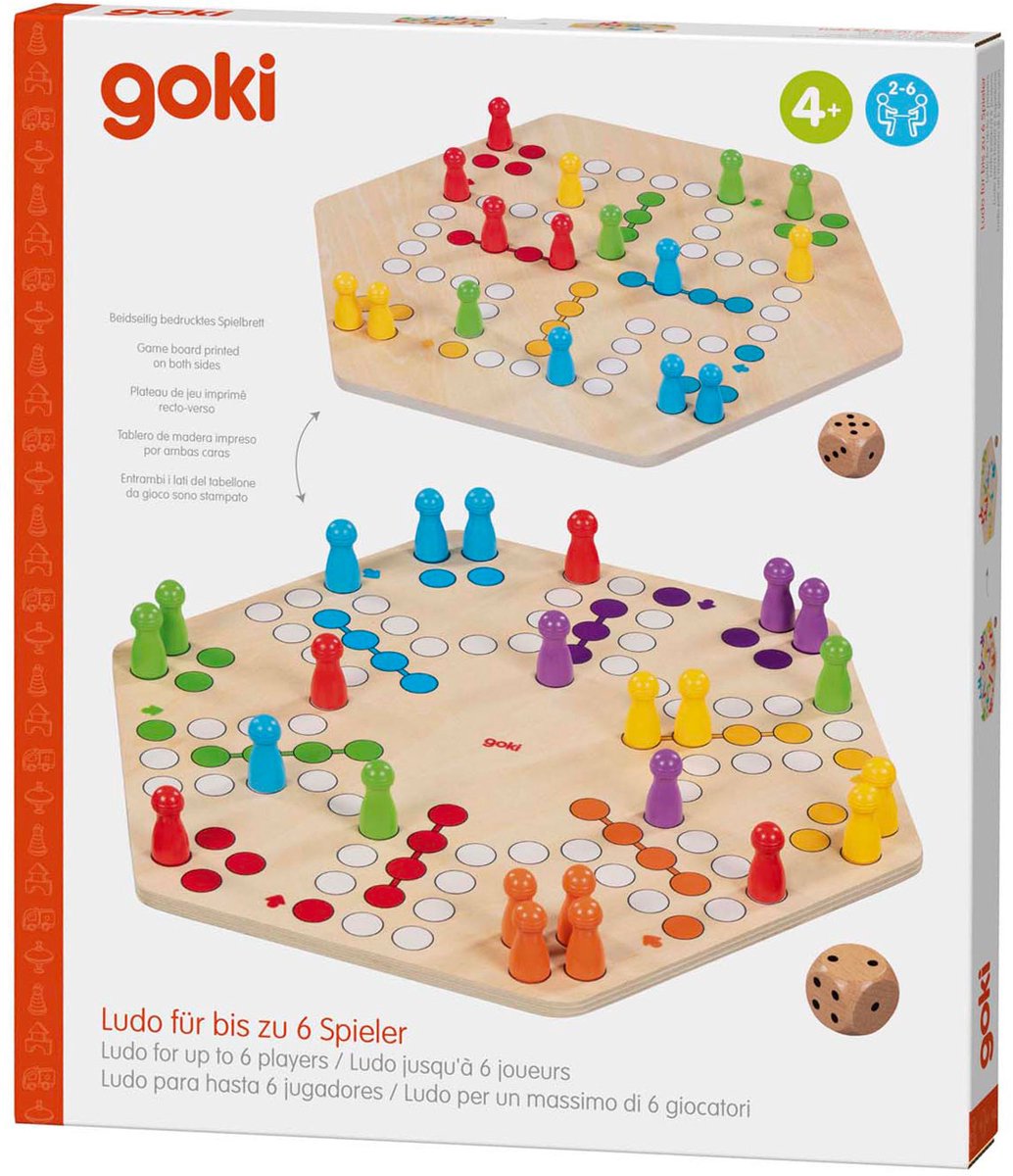 Goki - houten ludo spel 6 spelers