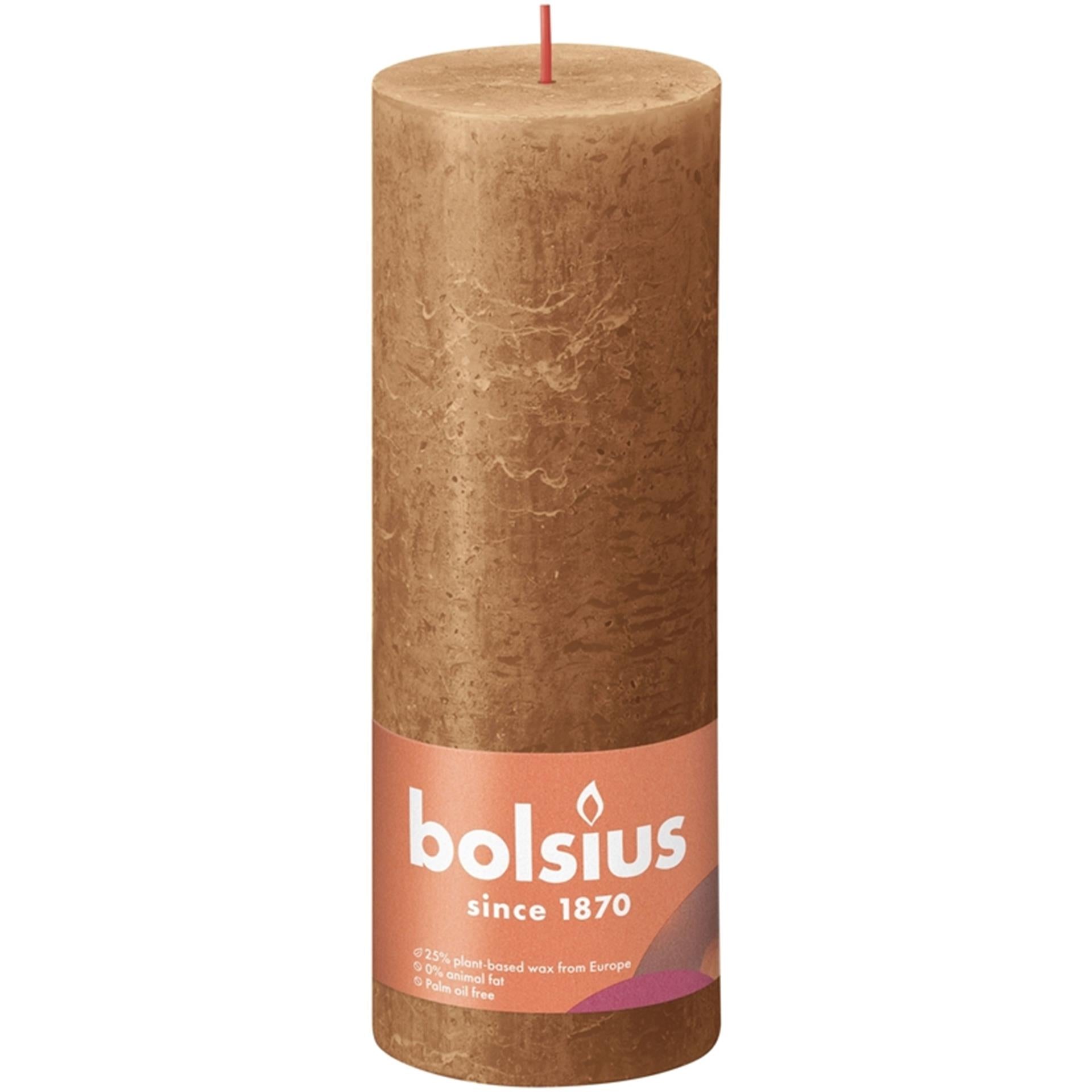 Bolsius rustiek stompkaars 190 68 bruin
