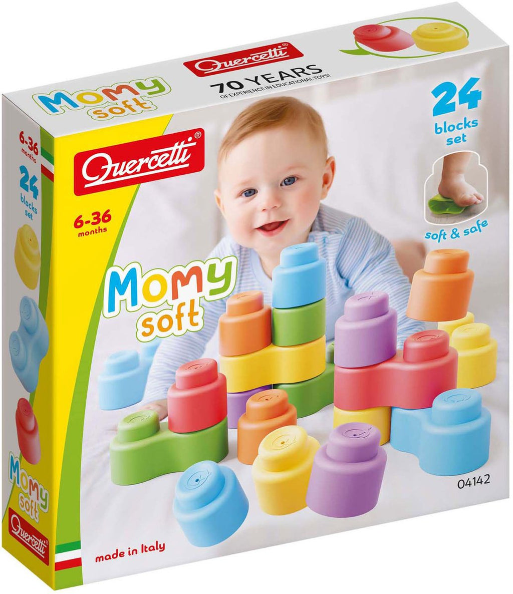 Quercetti - zachte stapelblokken bouwspeelgoed 24-delig multikleur.