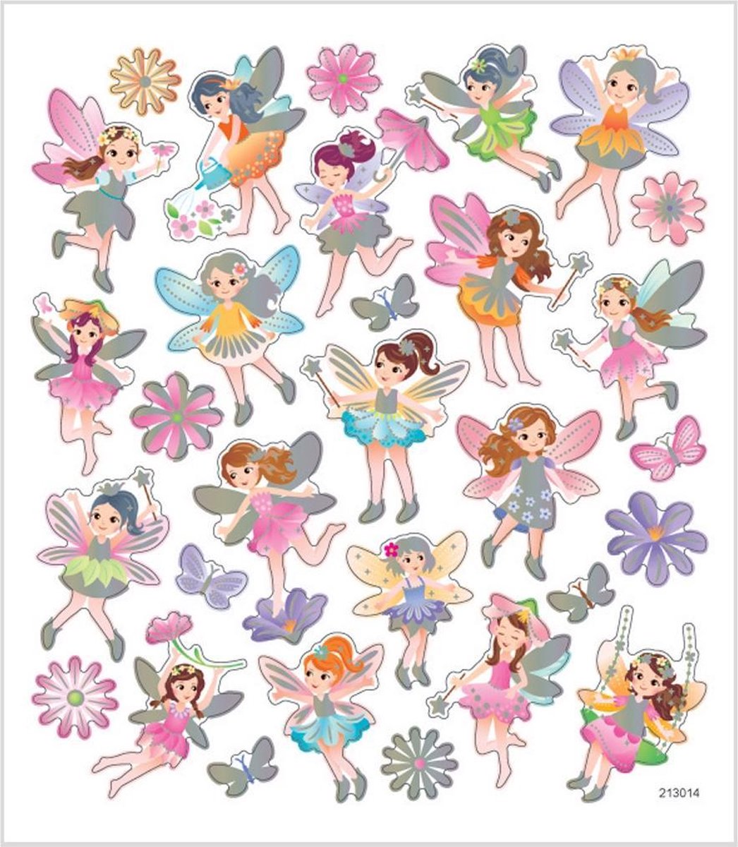 Creativ Company - Creativ Company Stickers feëen - zelfklevende stickers - transparante plastic folie - met zilverfolie & glitterlak details - geschikt voor kaarten & knutselen - 15x165 cm - 1 set